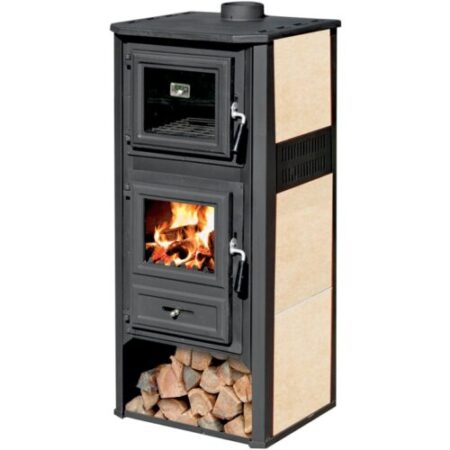 Stufa a legna ambasador 12 kw con forno color crema