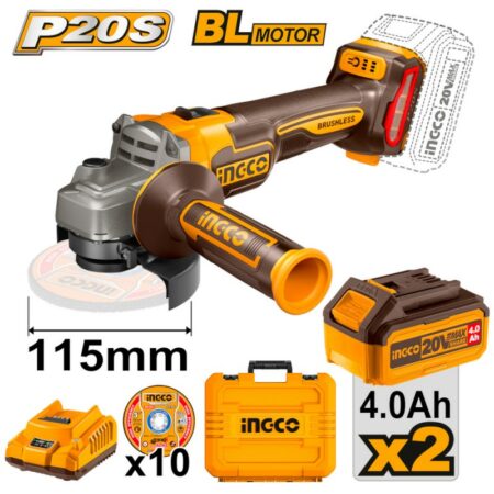 Smerigliatrice angolare d 115 20 v con 2 batt 4 ah