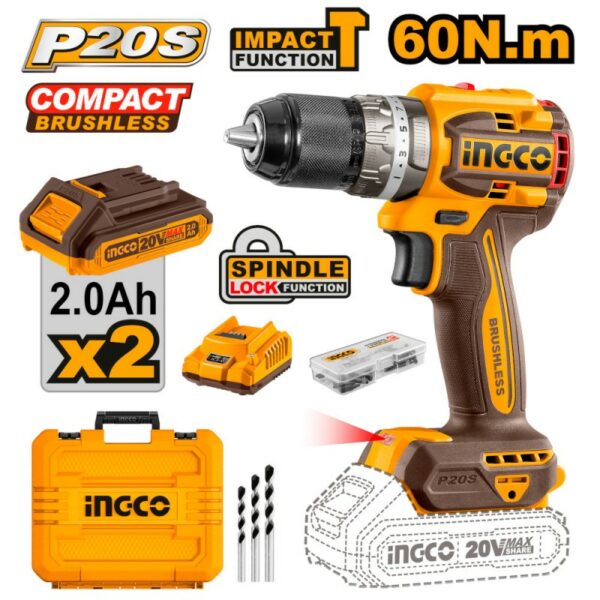Trapano a percussione brushless 20 v  a batteria