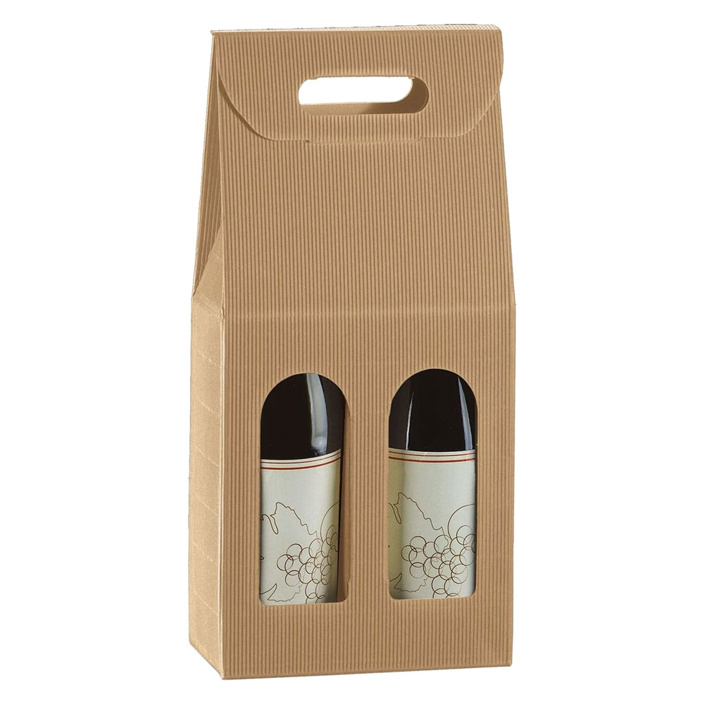 Scatola portabottiglie in cartone per 2 bottiglie – cm 16 x 7 x h.46 Senza marca