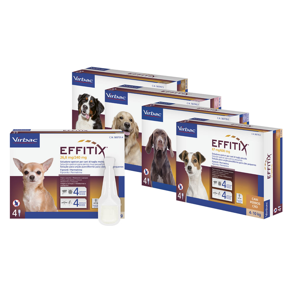 Antiparassitario ‘effitix’ ‘cane extra large’ da 40 a 60 kg – 4 pipette ml 6,6 Virbac