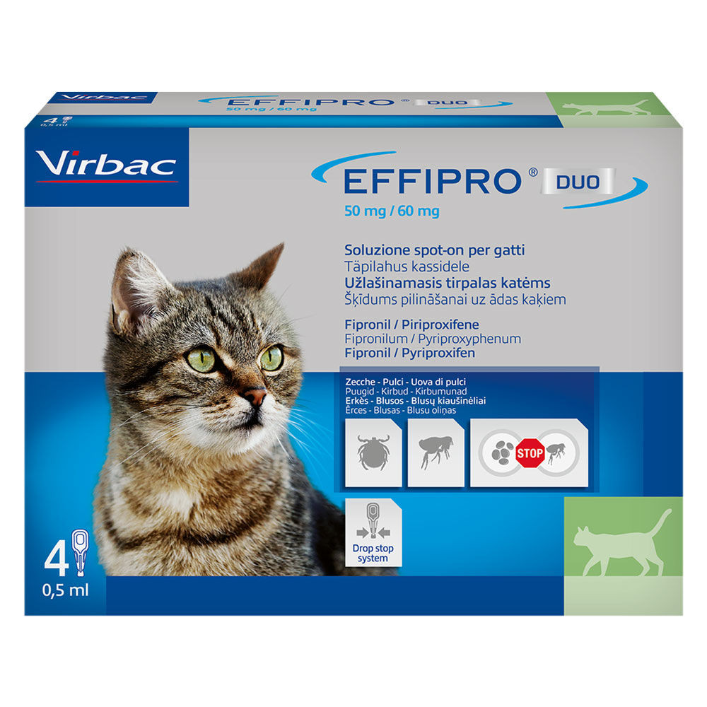 Antiparassitario ‘effipro duo’ ‘gatto’ da 1 a 6 kg  – 4 pipette ml 0,5 Virbac
