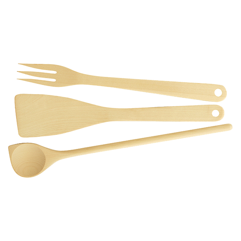 Set cucchiaio, pala e forchettone art. 637418 – linea woody Tescoma
