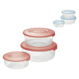Contenitore tondo in plastica set 'frigo box' coperchio acqua trasparente Tontarelli