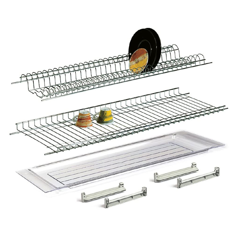 Scolapiatti per pensile in acciaio cromato cm. 56 – con vaschetta Senza marca