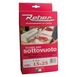 Sacchetti pretagliati per sottovuoto scatolati 15 x 40 cf.40 pz Reber
