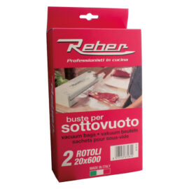 Sacchetti a rotoli per sottovuoto scatolati n. 2 rotoli cm 30 x 6 mt Reber