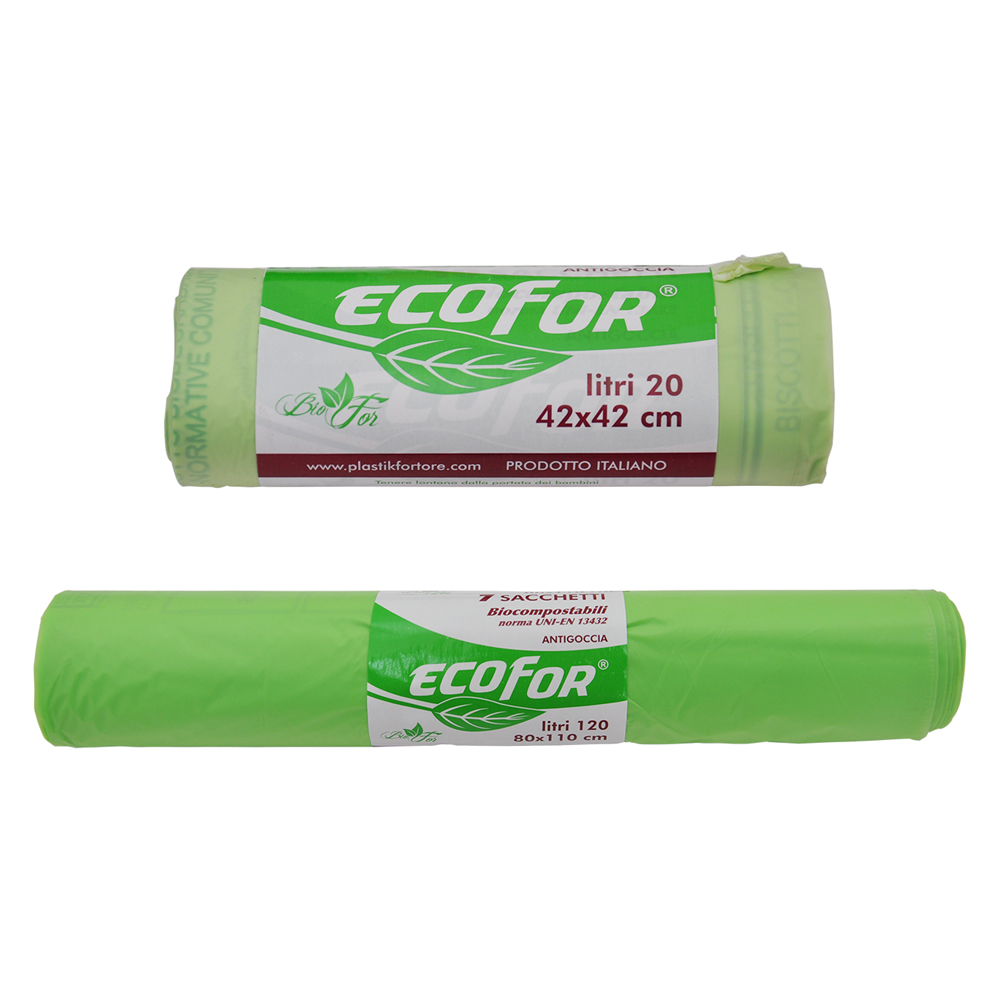 Sacchetti per nettezza urbana compostabili biodegradabili – cm 42×45 – cf.20 pz Senza marca