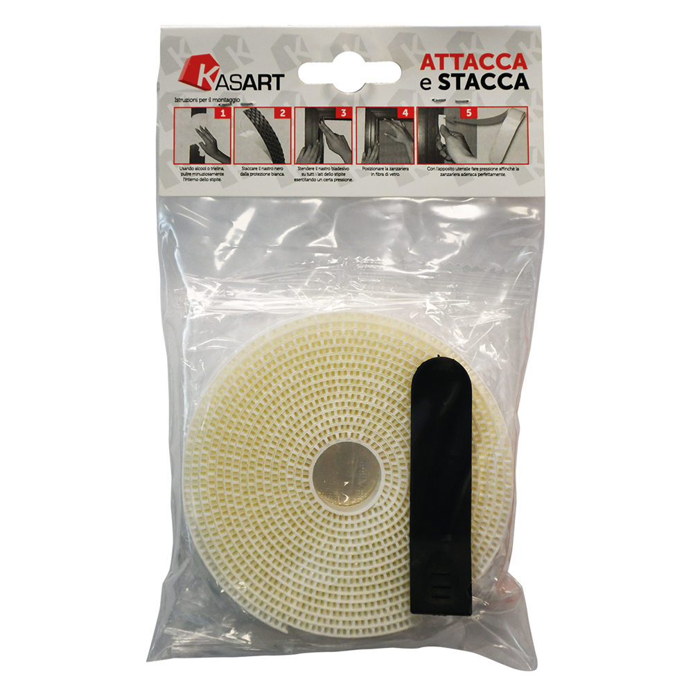 Nastro attacca stacca per zanzariere mm 10 x 6,6 mt – col. bianco Kasart