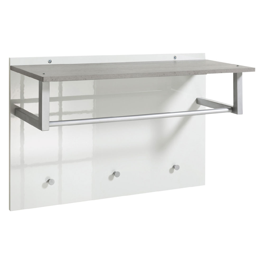 Pensile ingresso appendiabiti linea ‘galaverna’ cm. 36 x 90 x h.60 – cemento/bianco Composad