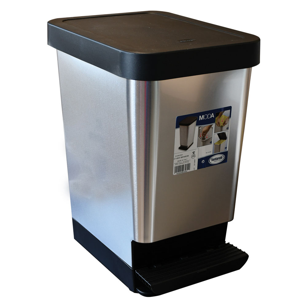 Pattumiera per raccolta differenziata ‘moda’ 25 lt. – cm 27,4 x  37,9 x  45 – carbonio Tontarelli