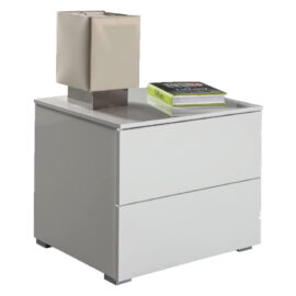 Comodino linea 'privilegio' cm. 44 x 55 x h.44 - bianco laccato (2 cassetti) Composad