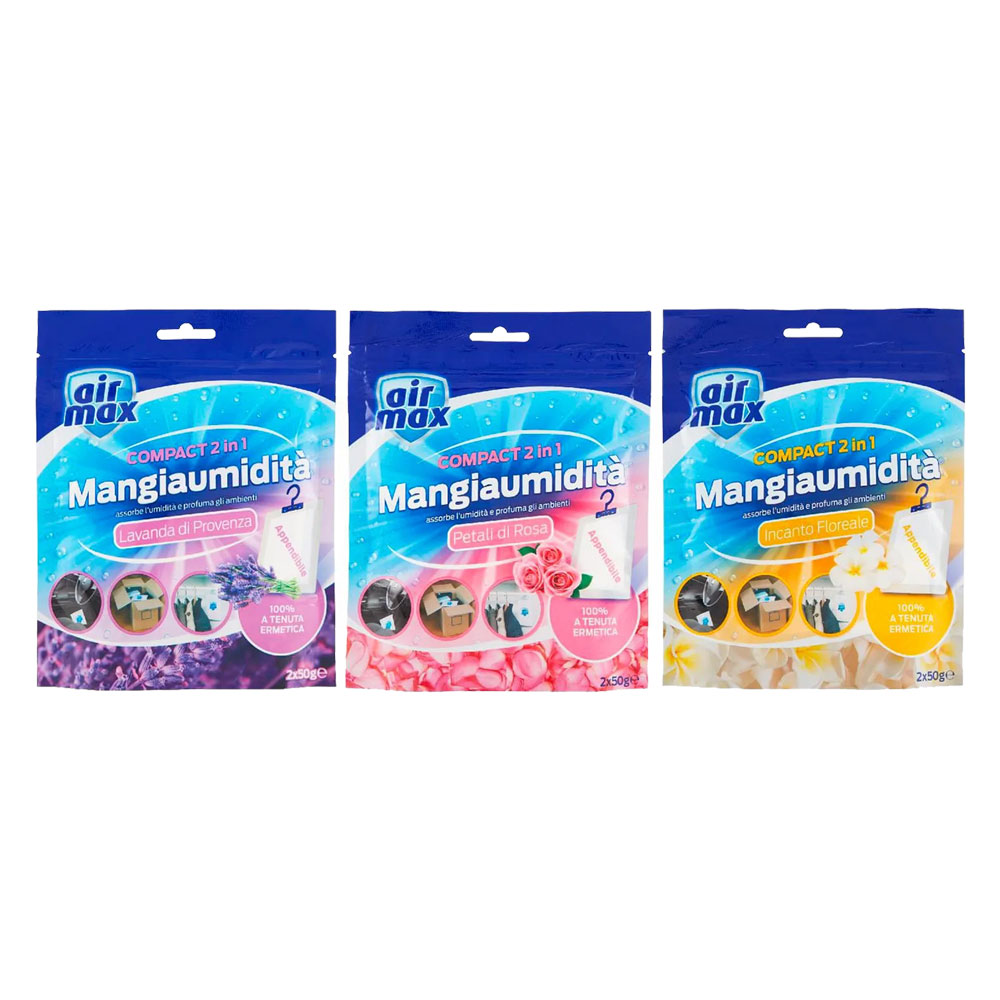 Assorbiumidita’ in busta appendibile ‘compact’ 2 buste x 50 gr. – fragranze miste Airmax