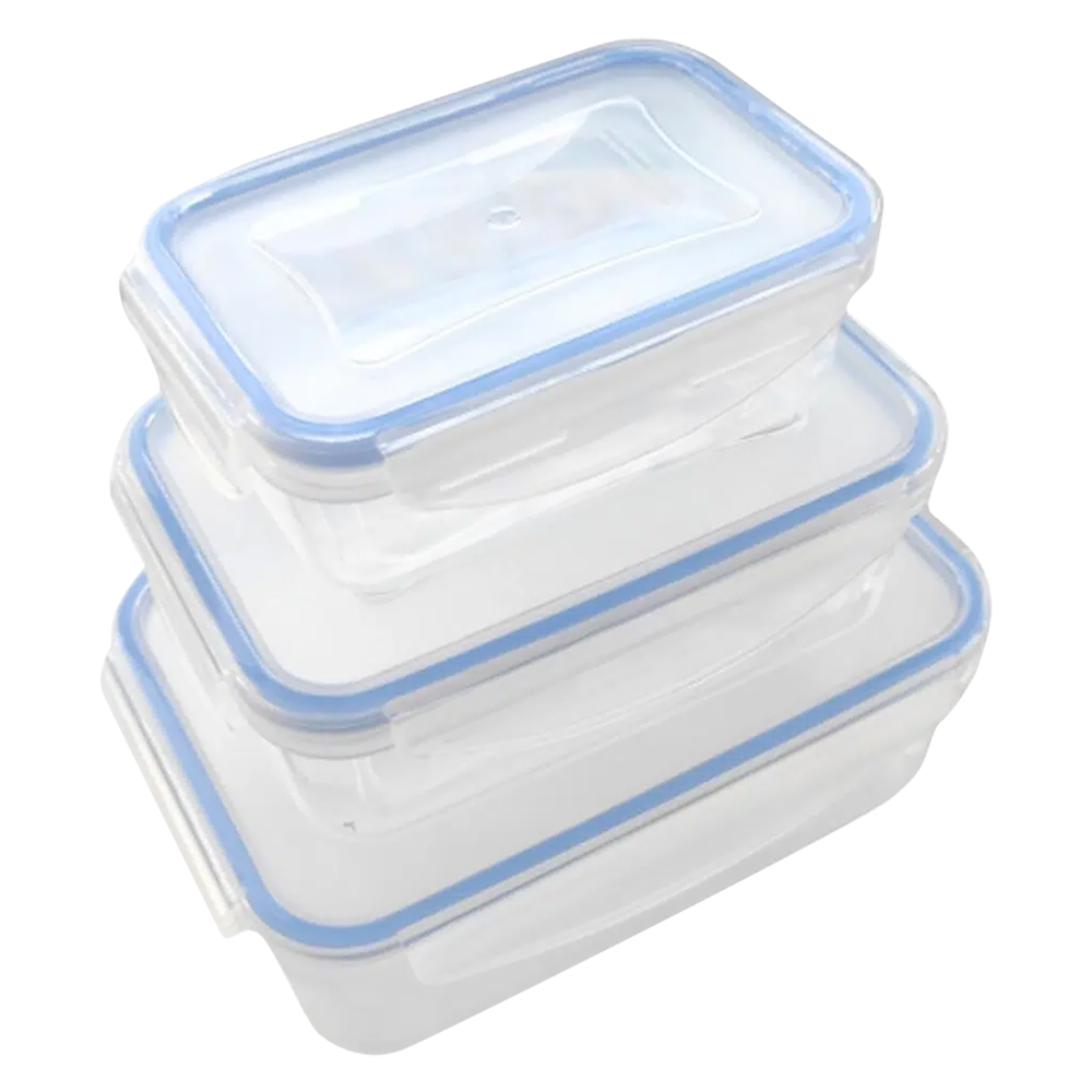 Contenitore rettangolare in plastica set ‘superlock’ kit 3 pezzi – lt 0,24 / 0,5 / 1,0 Ecoplast