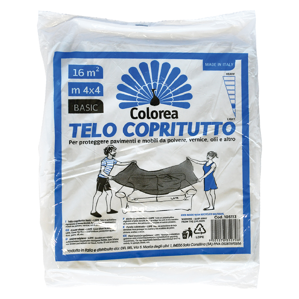Telo copritutto multiuso mt 4 x 4 – gr. 200 circa Colorea