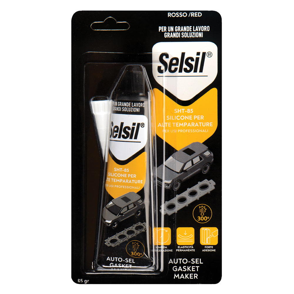 Silicone acetico alta temperatura ‘snh’ rosso gr 85 – (ral 3024) tubetto Selsil