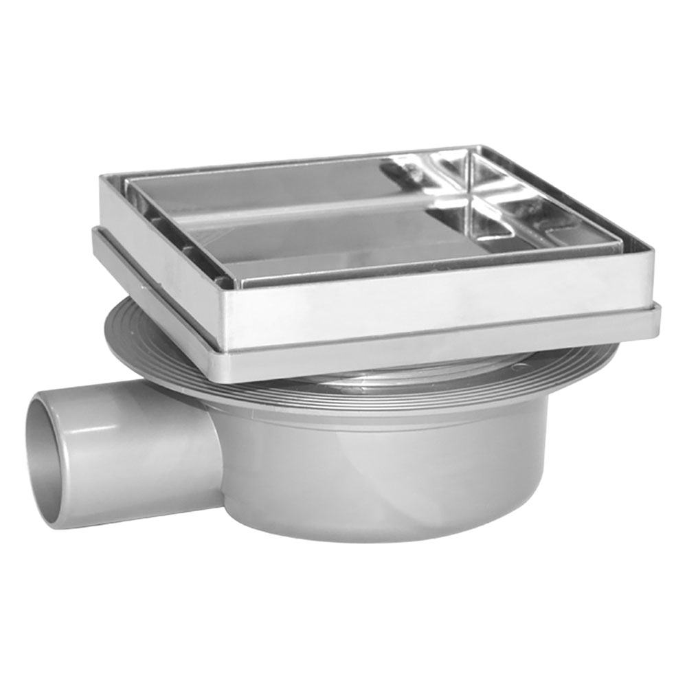 Chiusino sifonato telescopico porta piastrella cm 13 x 13 x h. 7,6 – 8,1 – attacco Ø 40 mm Senza marca