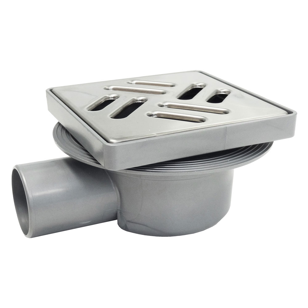 Chiusino sifonato regolabile griglia acciaio cm 11 x 11 x h. 7 – attacco Ø 40 mm Senza marca