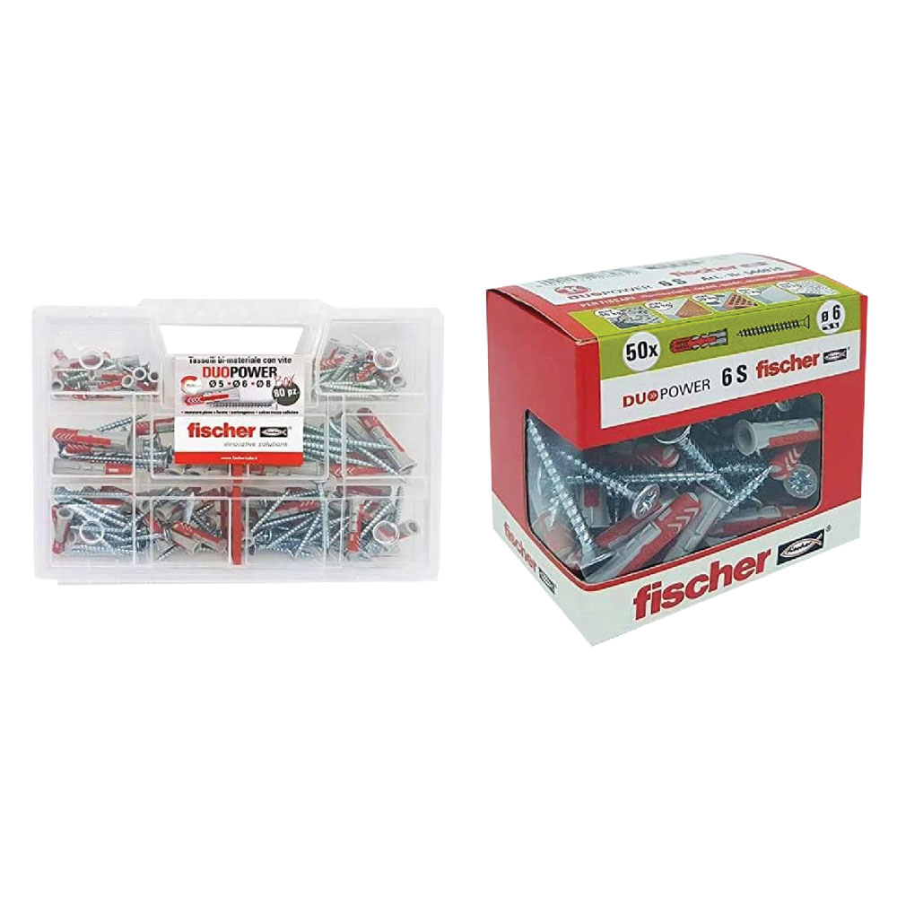 Tassello con vite ‘duopower’ in set set 80 pezzi Fischer