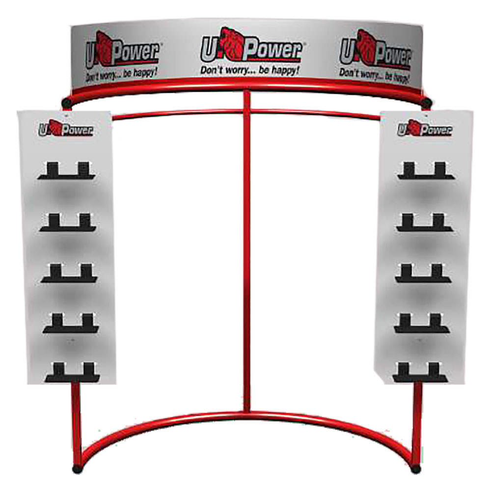 Espositore per abbigliamento/calzature ‘u-iron’  fornito vuoto – cm 116x75xh.160 Upower