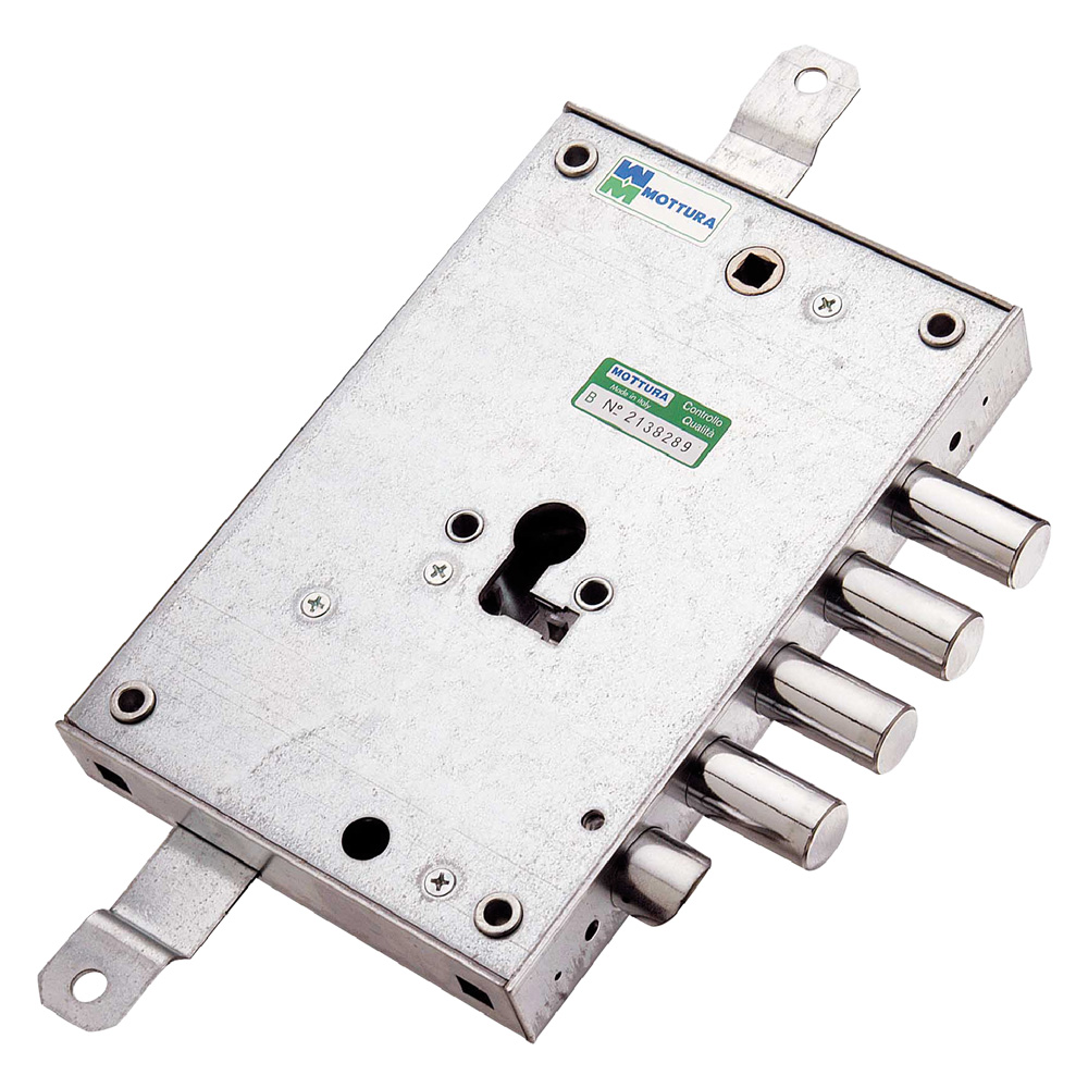 Serratura da applicare triplice per porte blindate art. 85.571 dx e 63 – mm 206 x  136 Mottura