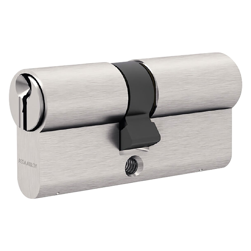 Cilindro profilato doppio serie ‘gemma’ mm 22,5+10+30 = 62,5 (27,5+35) nichelato Assa abloy