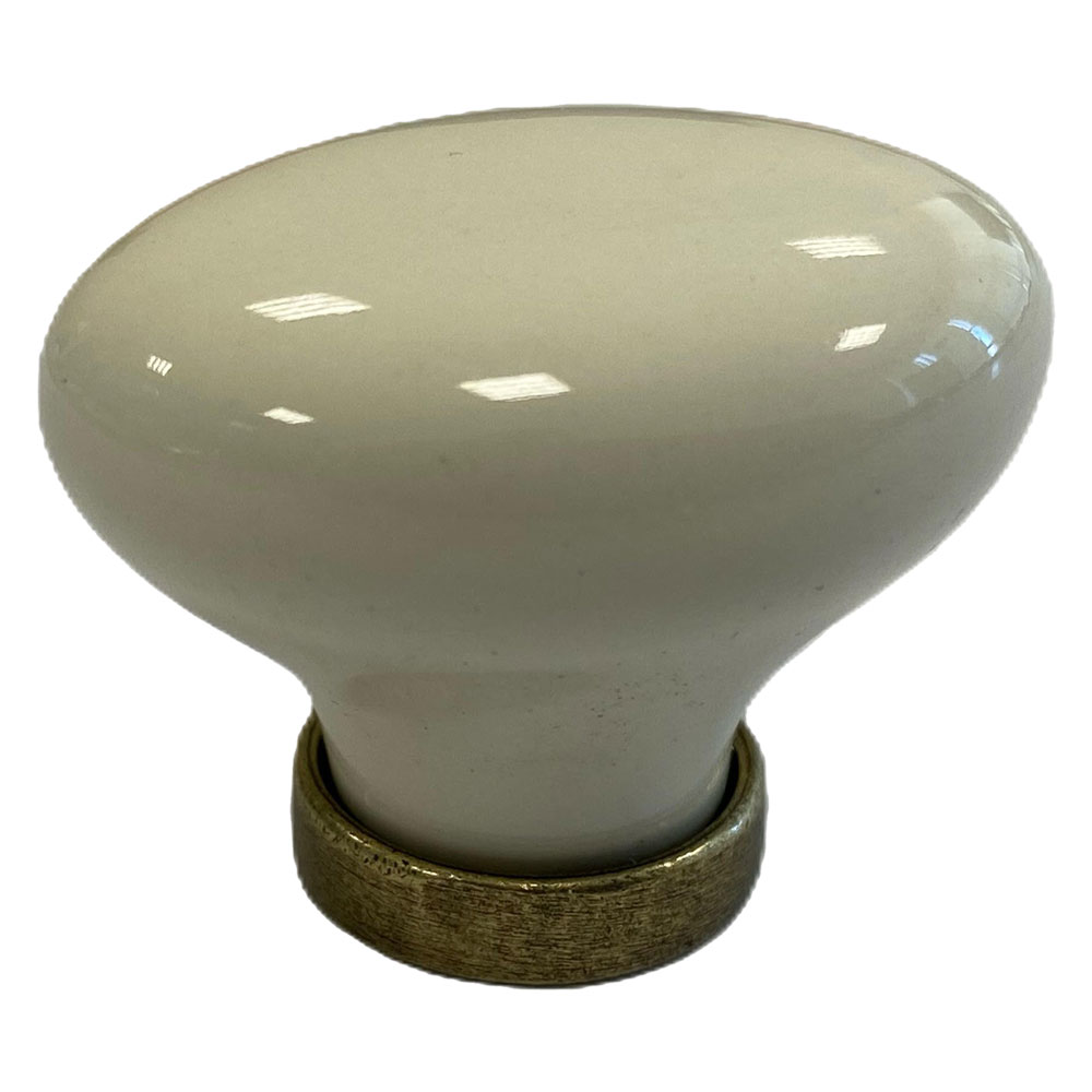 Pomolo per mobili ‘ovale’ base oro luc. / fondo bianco / decoro n.44 Senza marca