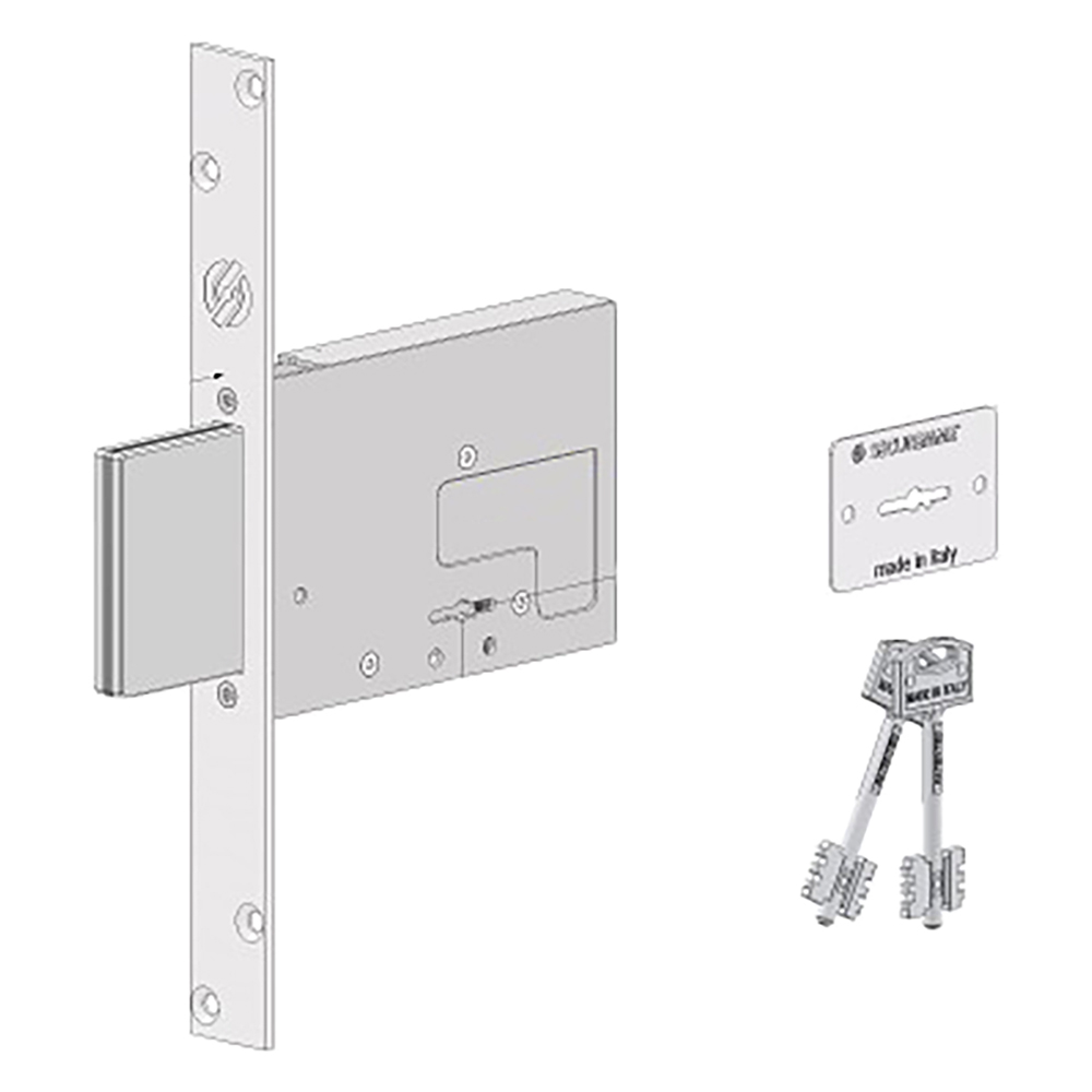 Serratura a doppia mappa da infilare per fascia per ferro ‘2031’ e 60 – 4 mandate / corsa 40 mm Securemme