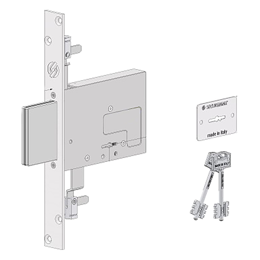 Serratura a doppia mappa da infilare per fascia fer ferro ‘2033’ e 60 – 4 mandate Securemme