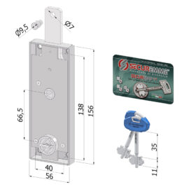 Serratura centrale per porta basculante '2240' catenaccio diritto Securemme