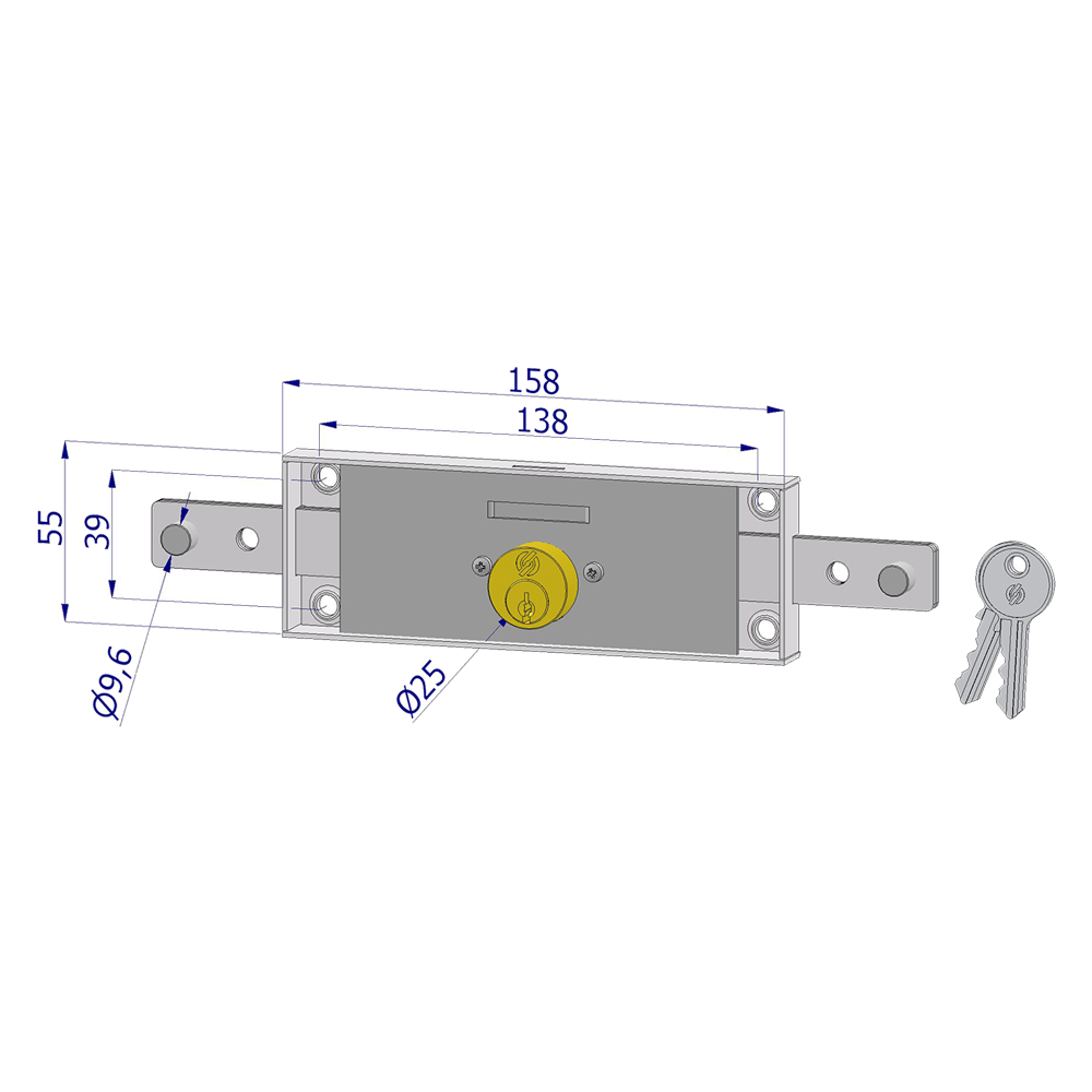 Serratura centrale per serranda ‘2260’ catenaccio diritto Securemme