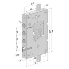 Serratura da applicare triplice per porte blindate senza nucleo '250' interasse pistoni 37 mm  - sx Securemme