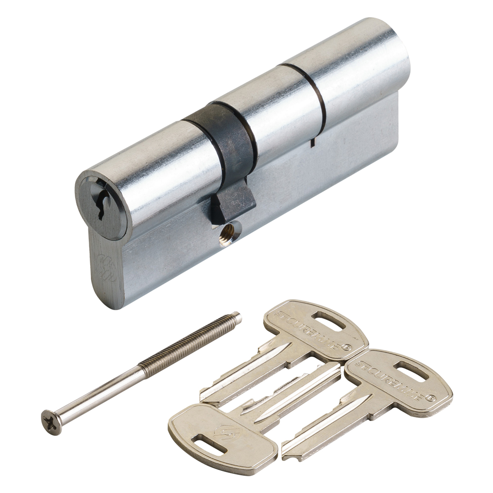 Cilindro profilato doppio serie ‘ky’ mm 25+10+25 = 60 (30+30) cromo satinato Securemme