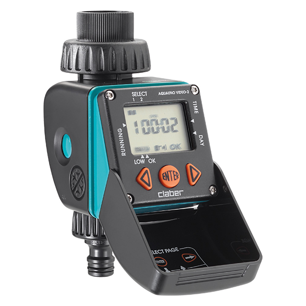 Centralina per irrigazione da rubinetto ‘aquauno video 2’ art. 8428 – 2 programmi al giorno Claber