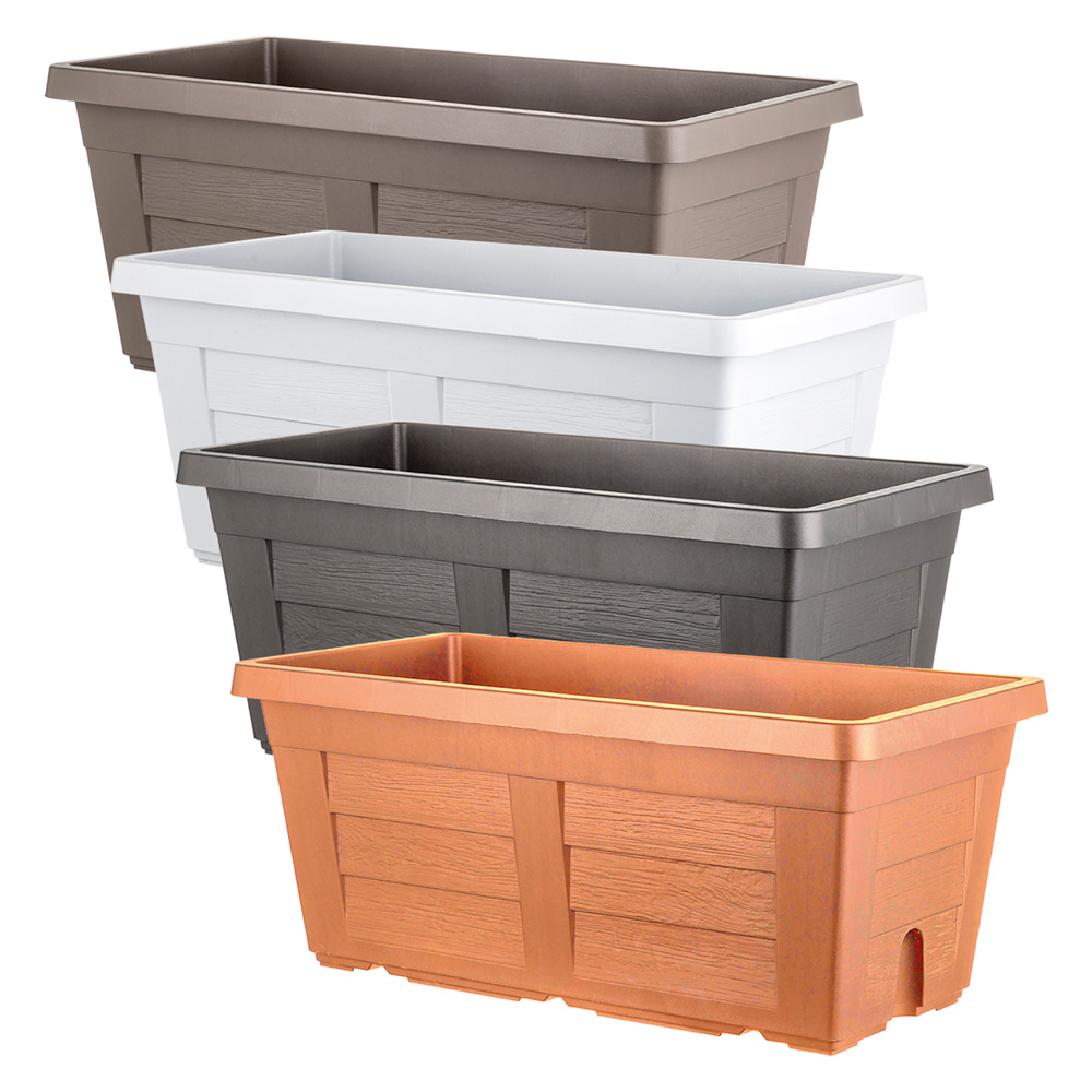 Fioriera rettangolare cm  40 x 21,5 x 17 – antracite (con sottovaso) Bama