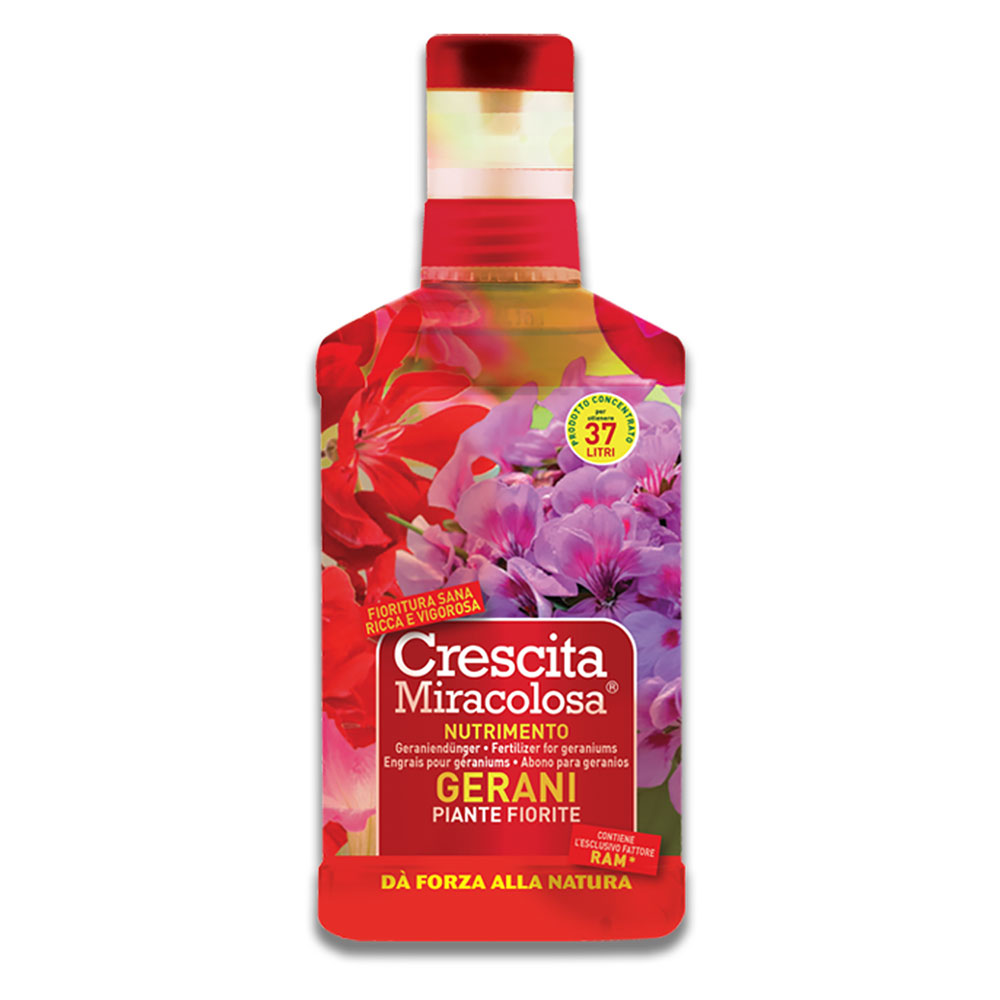 Concime liquido ‘gerani e piante fiorite’ ml 375 Crescita miracolosa