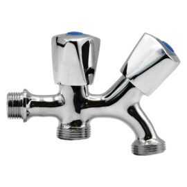 Rubinetto attacco lavatrice e lavastoviglie manopole zincate Fluxy