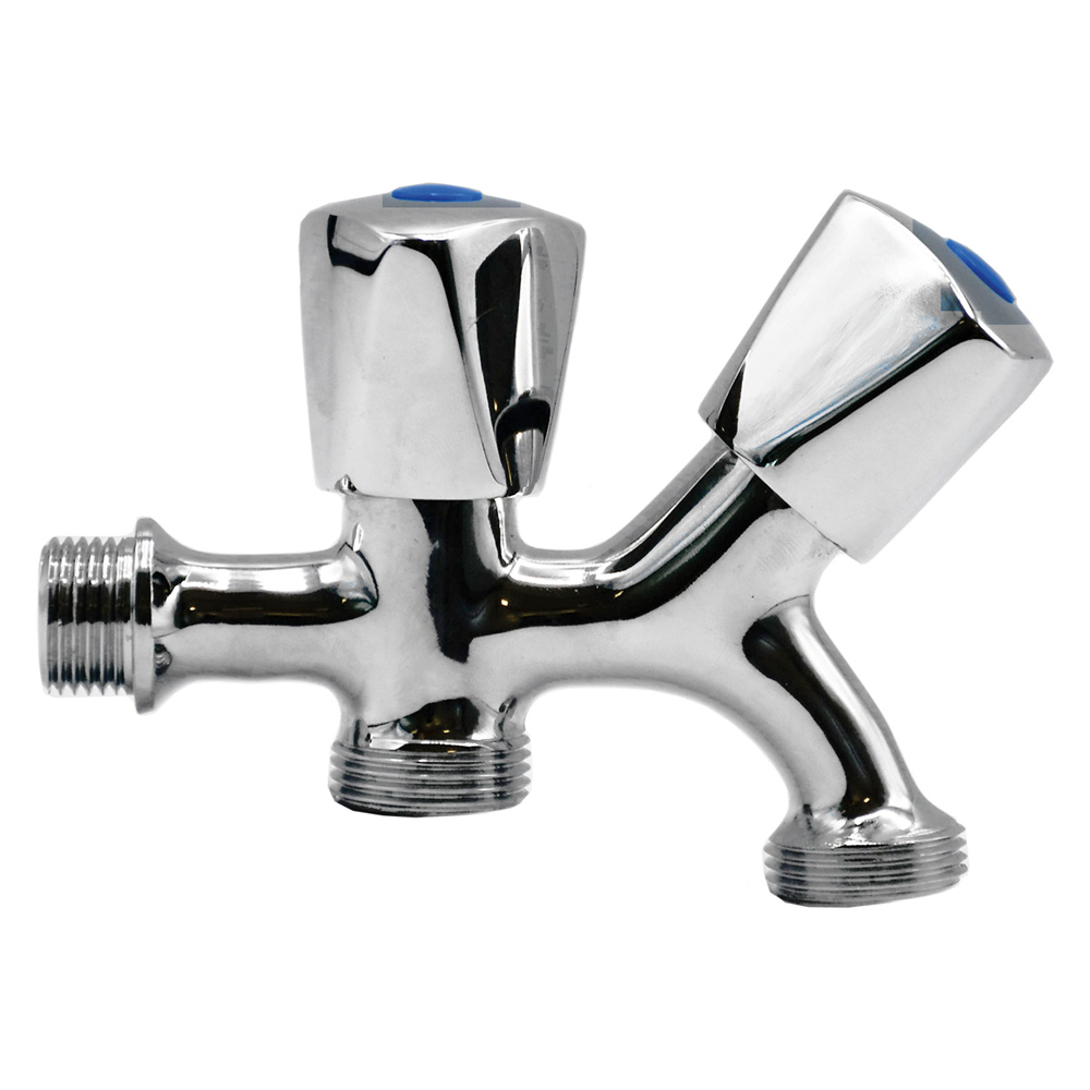 Rubinetto attacco lavatrice e lavastoviglie manopole zincate Fluxy