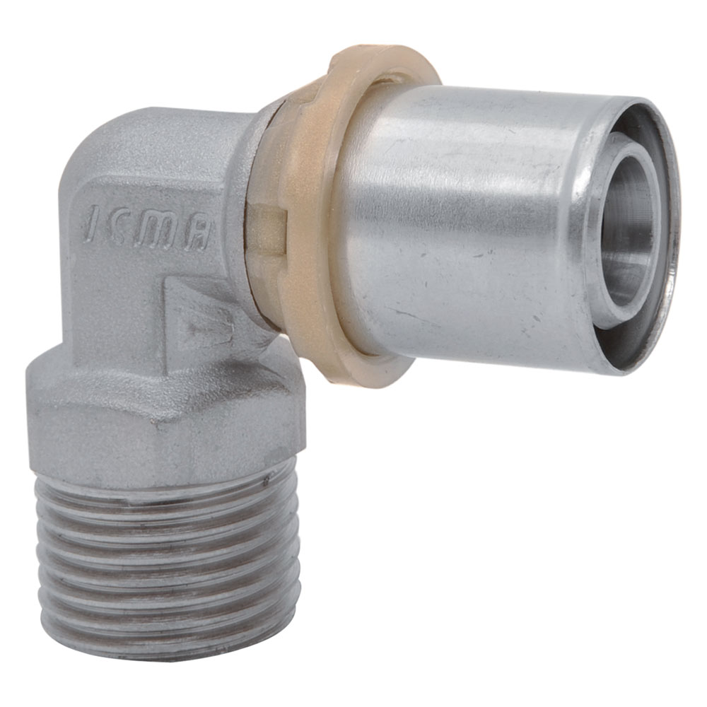 Raccordo a pressare curvo ‘art. 404’ 16 x 1/2 – maschio Icma