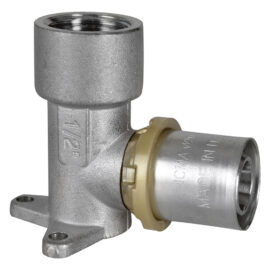 Raccordo a pressare curvo con flangia 3 fori 'art. 410' 20 x 2 x 1/2 - femmina Icma