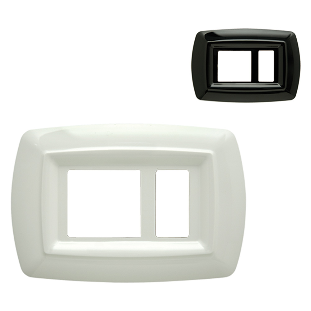 Placca ‘tondÒ’ unel decentrata 2598/n nera Feb