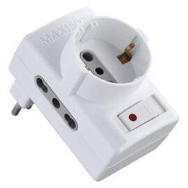 Adattatore triplo con protezione sovraccarico spina 2p+t10a - art.70025 Electraline