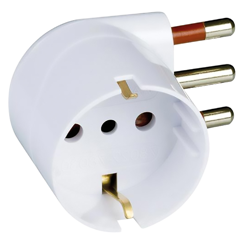 Adattatore singolo spina 90° ‘salvaspazio’ spina 2p + t 10a Rosi