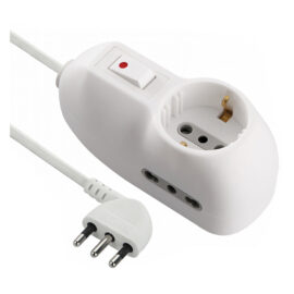 Multipresa con interruttore 1 schuko + 2 bival.10/16a - 62023 Electraline