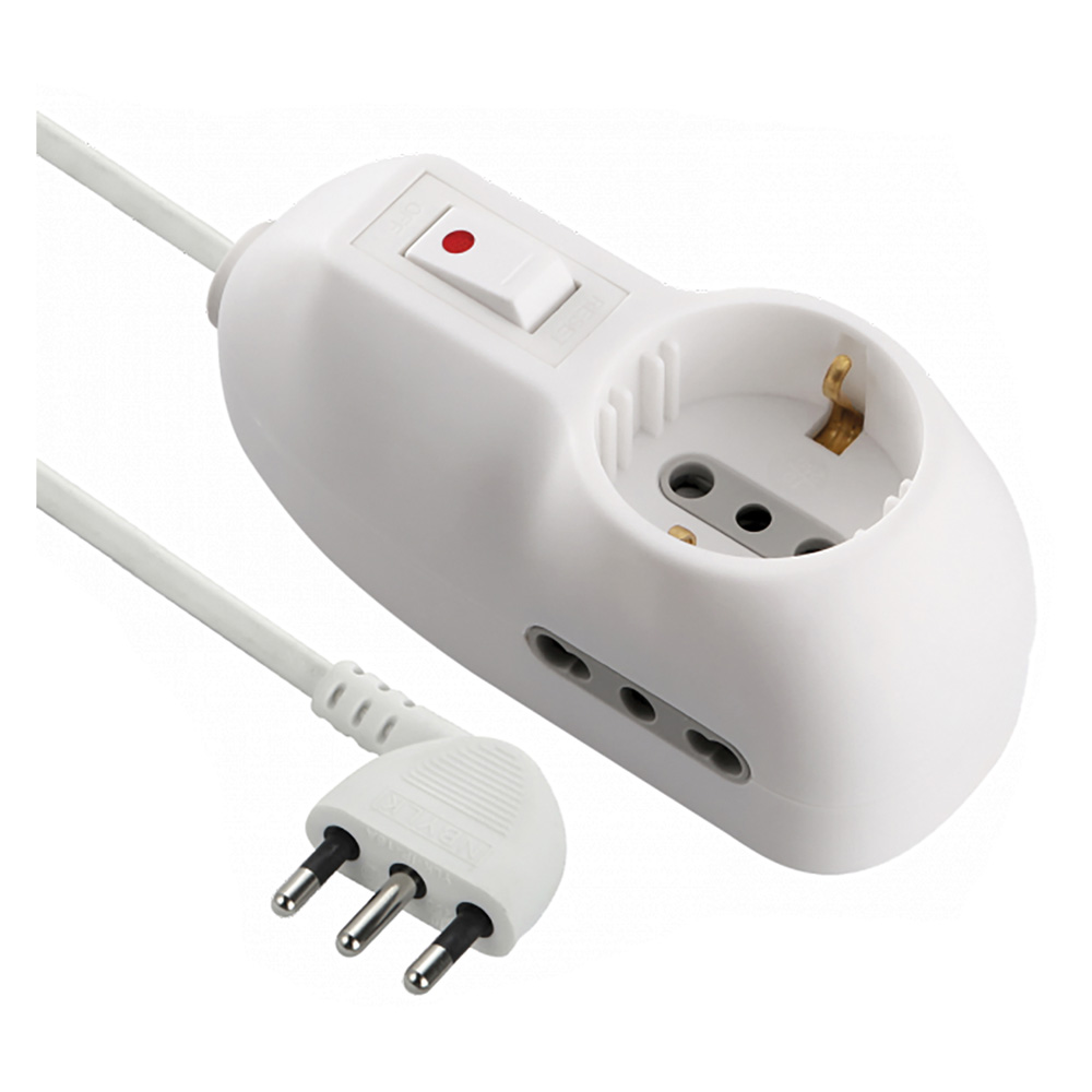 Multipresa con interruttore 1 schuko + 2 bival.10/16a – 62023 Electraline