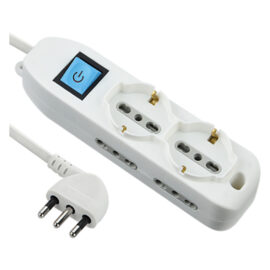 Multipresa con interruttore 2 schuko + 4 bival.10/16a - 62001 Electraline