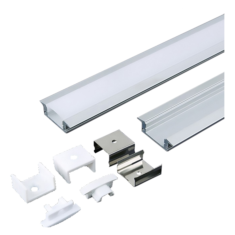 Profilo canalina in alluminio per strip led 3350 mm 24,7 x 7 – largh.max 12,4 Vtac