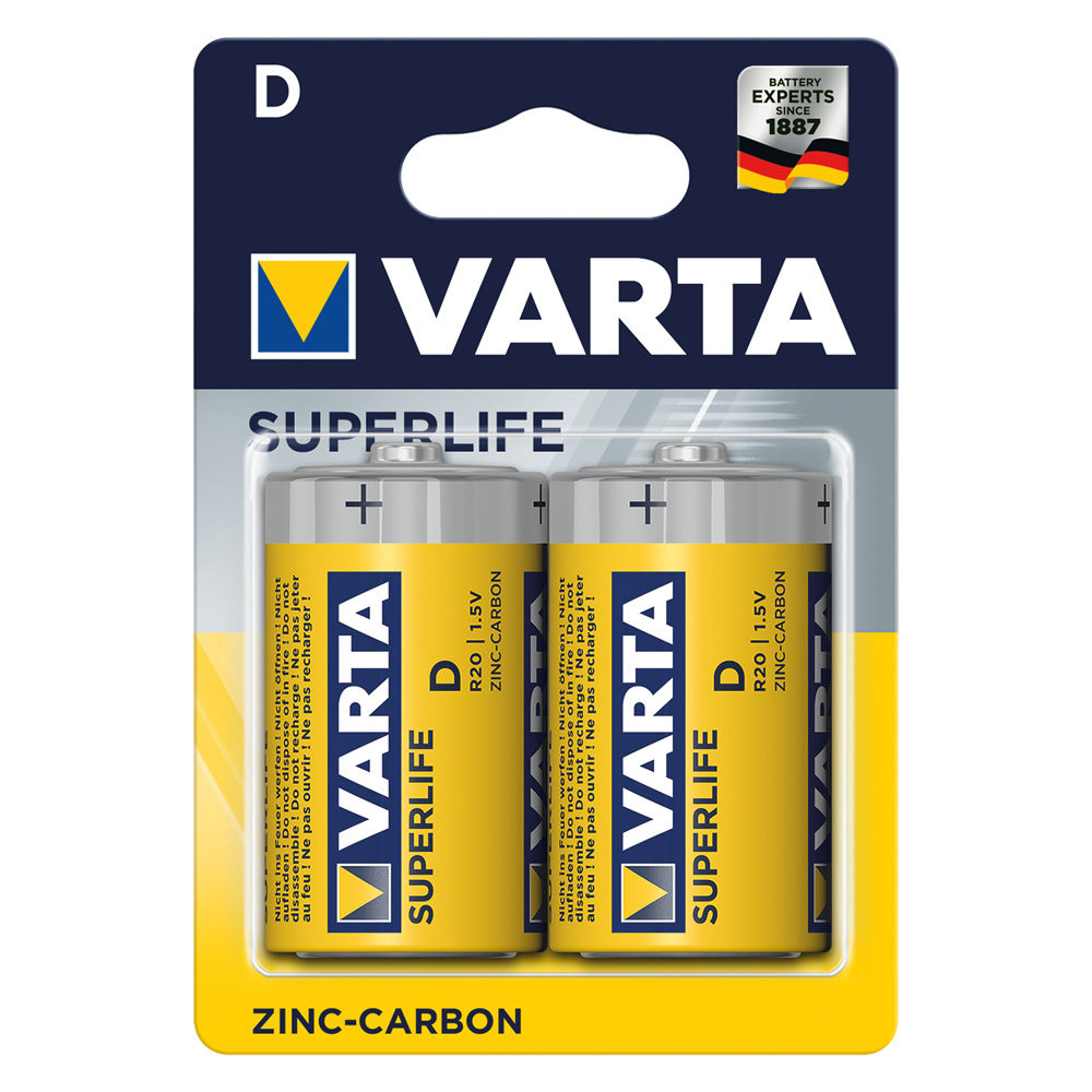 Pila torcia superflife ‘r20p’ pz 2 – 1,5 v – d Varta