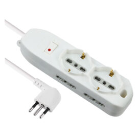 Multipresa con interruttore 2 schuko + 4 bival.10/16a - 62047 Electraline
