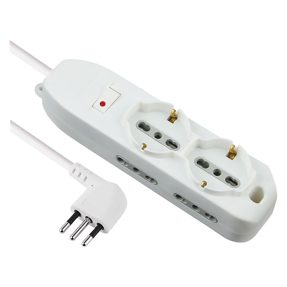 Multipresa con interruttore 2 schuko + 4 bival.10/16a – 62047 Electraline